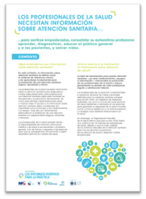 Folleto informativo: Los profesionales de la salud necesitan información sobre atención de salud...