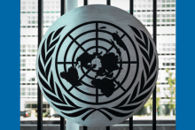 UN logo blue background