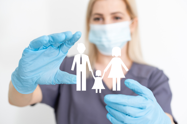 Health professional protecting patients