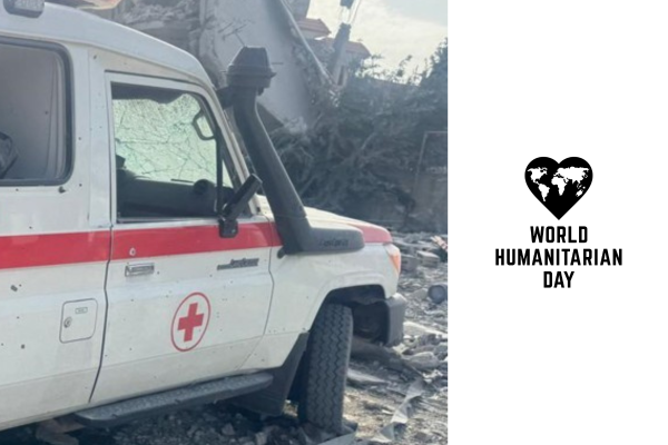 Damaged ambulance for World Humanitarian Day 2026