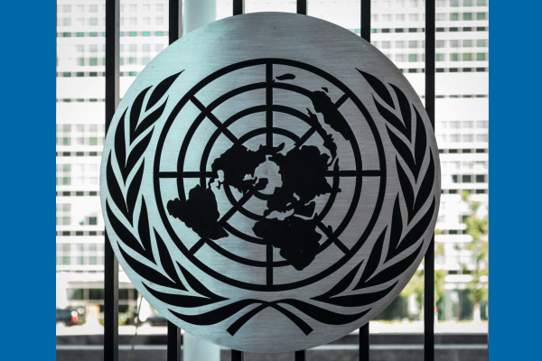 UN logo blue background